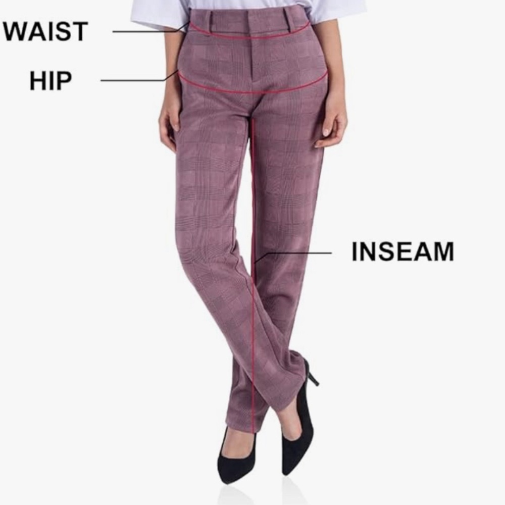 Dusty pink plaid business pants